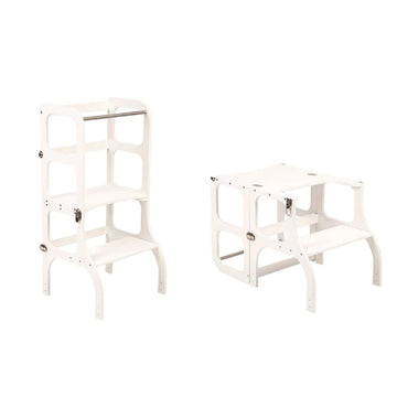 Houten leertoren Step'n sit - Wit met zilver - Ette Tete